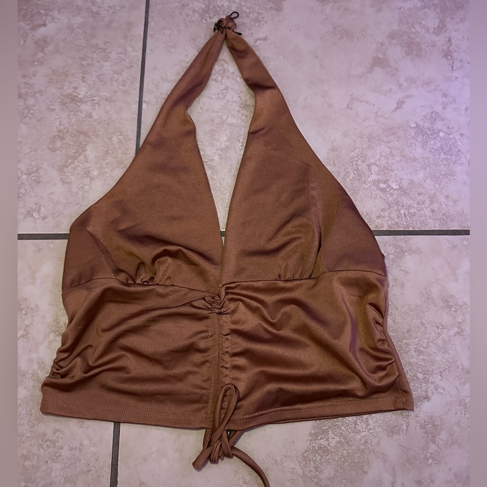 Brown Halter Crop Top
